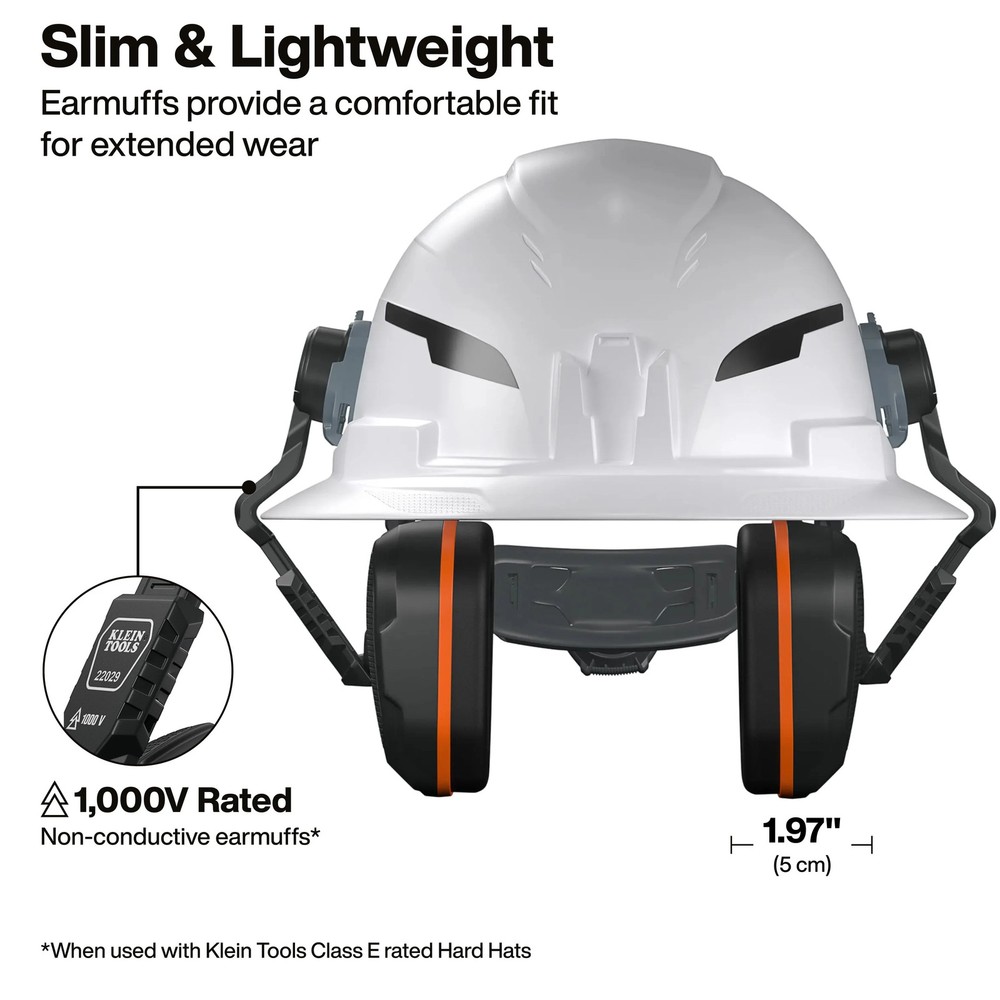 Klein Tools 22029 Slim Non-Conductive Hard Hat Earmuffs