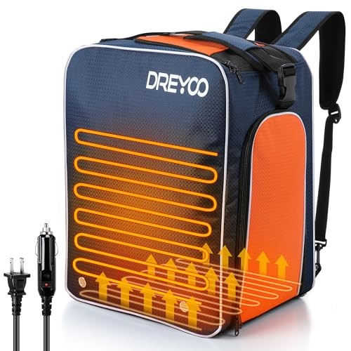 Heated Ski Boot Backpack 55L, 50°C Constant Temperature Boot Bag with AC 100