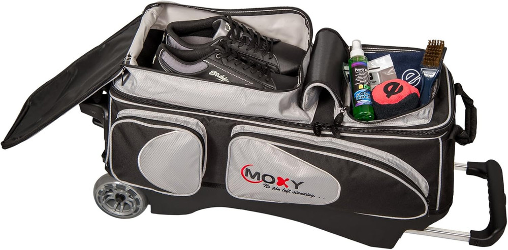 Moxy Deluxe Triple Roller Bowling Bag - Silver/Black