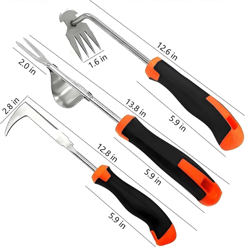 Weed Puller Tool, 3 Pack Hand Weeder Tool, Stainless Steel Dandelion Remover for