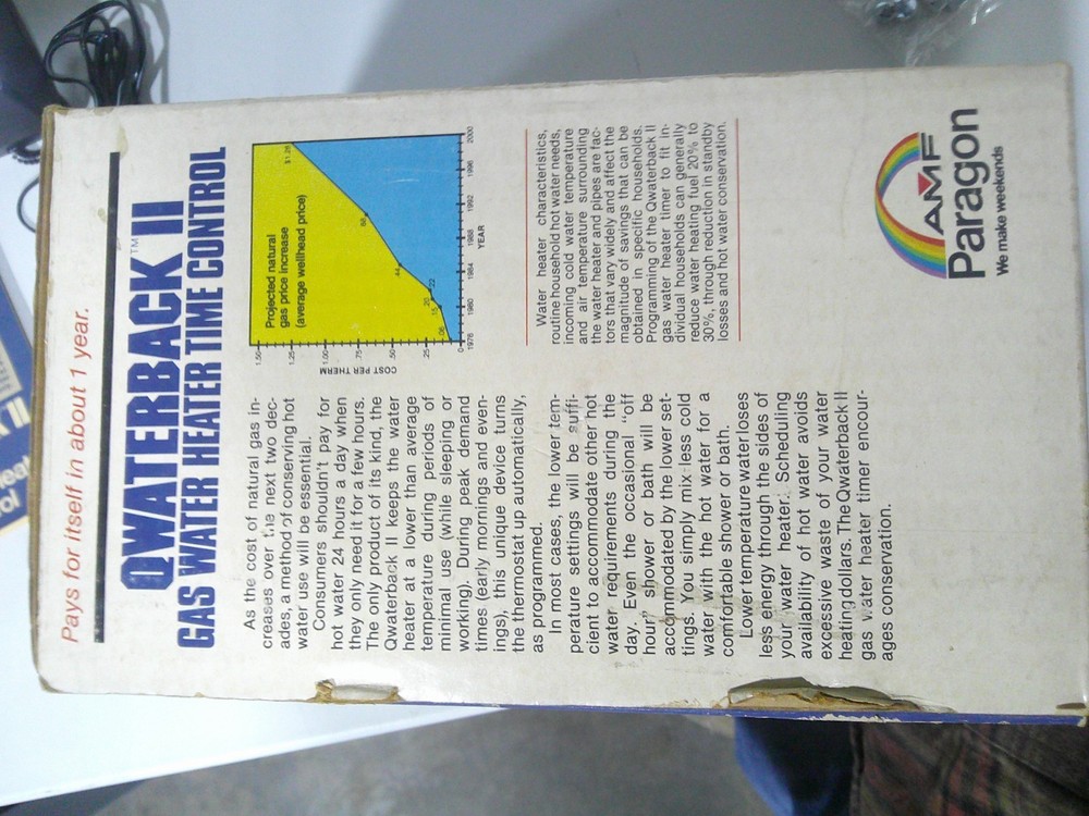 Paragon QWATERBACK II Natural Gas Water Heater Setback Control QB-II 24 hr Dial