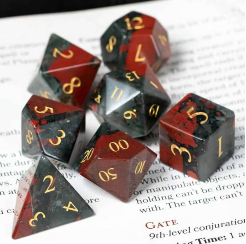 Bloodstone Gemstone Dice Set Poly RPG DnD Dungeons Dragons AD&D Pathfinder d20
