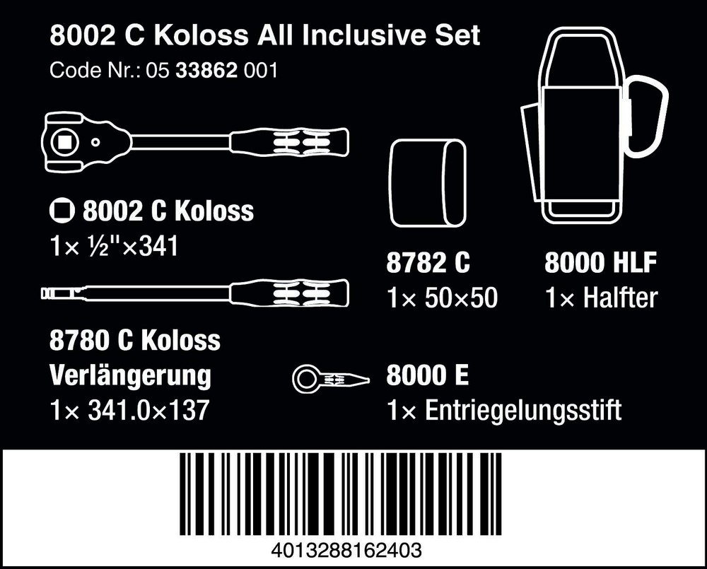 8002 C KOLOSS 1/2" All Inclusive Set SB Drive Accessory