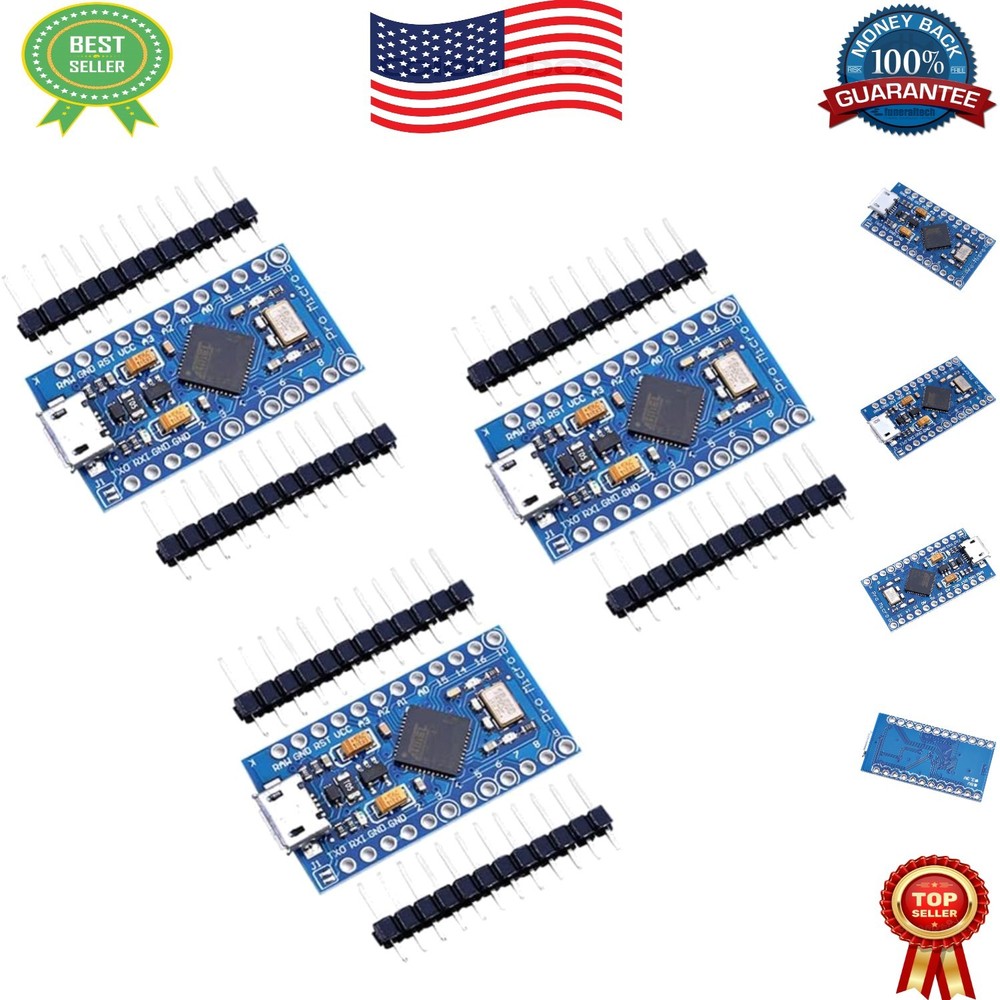 Pro Micro ATmega32U4 5V 16MHz Microcontroller – 3pcs Compact Development Boards