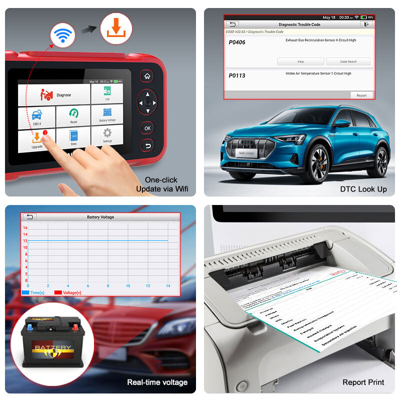 Automotive Code Reader OBD2 Scanner ABS SRS Engine Transmission Diagnostic Tool
