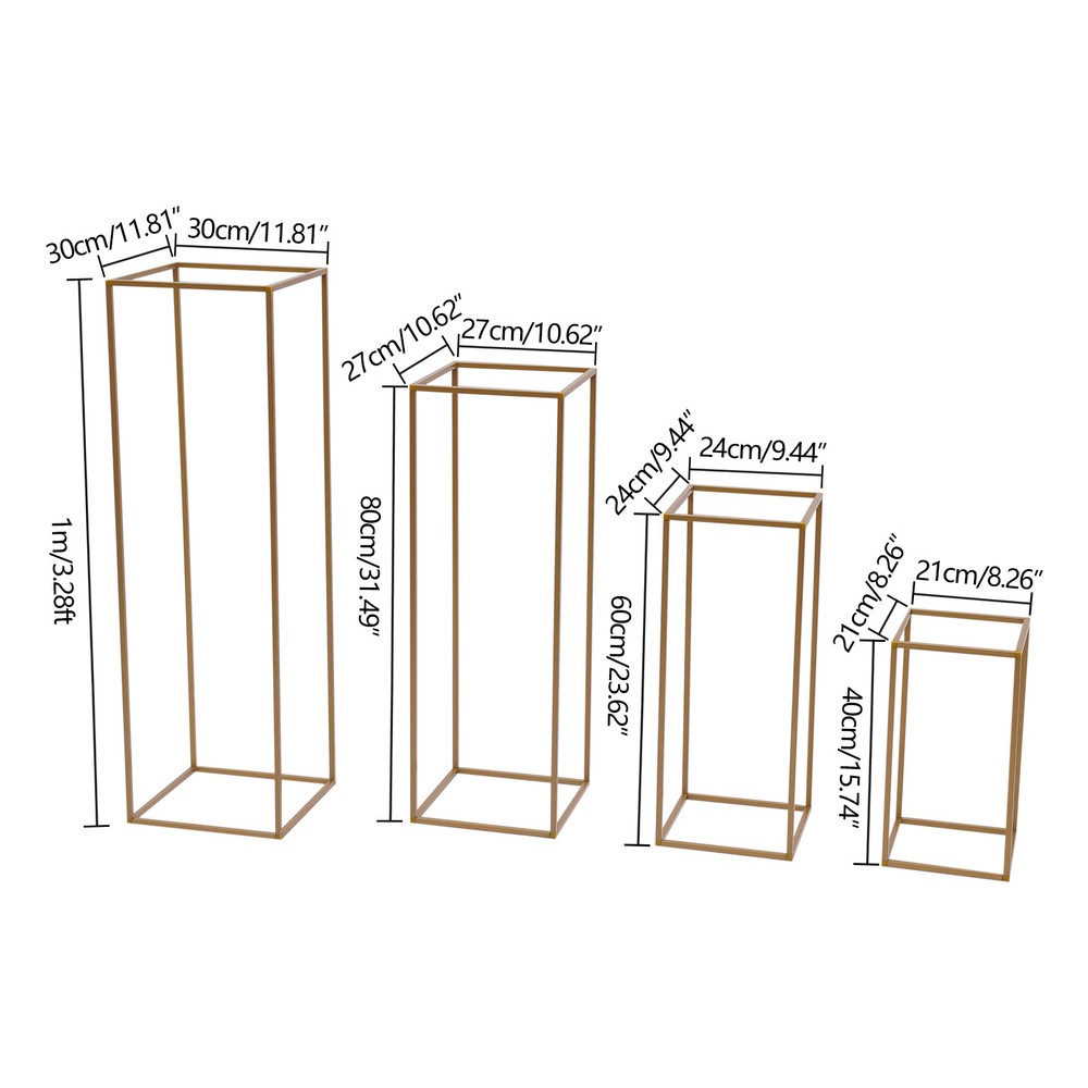 DIY Rectangular Rack For Wedding Table Centerpieces Decor Gold Flower Stand