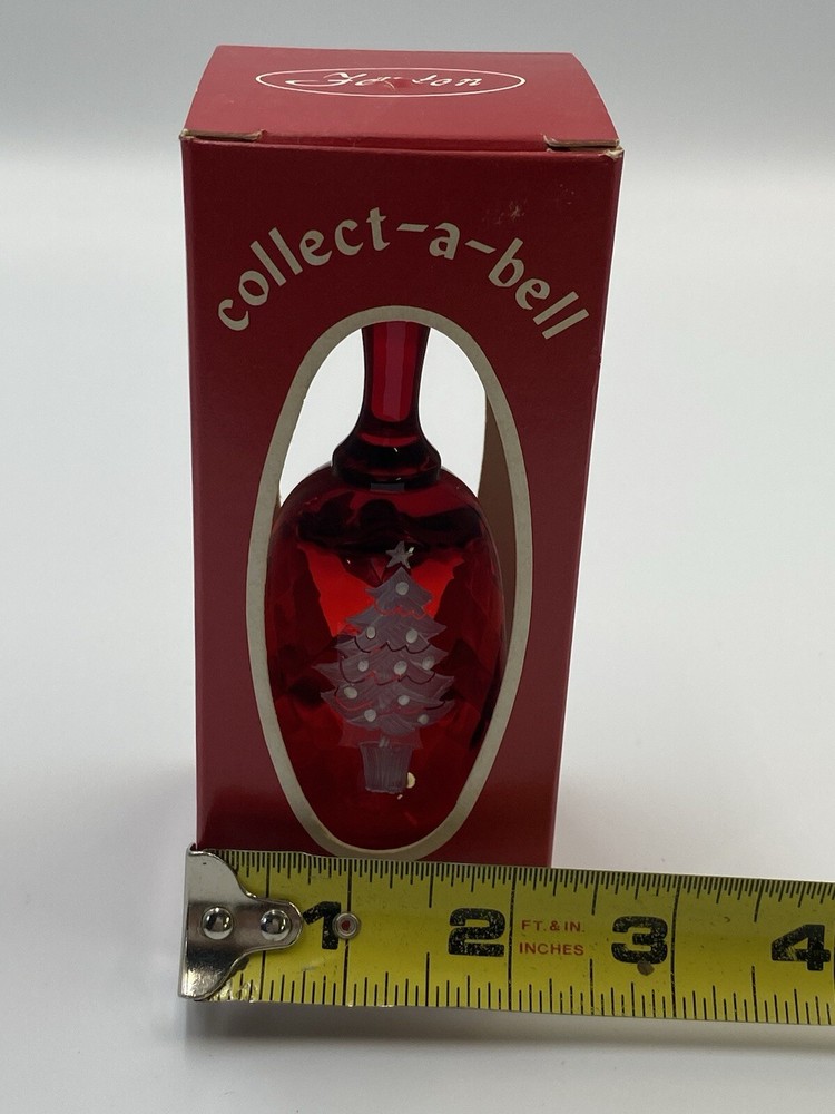 Fenton Hand Painted Red Christmas Bell In Box Missing Clapper 4 1/4” Signed