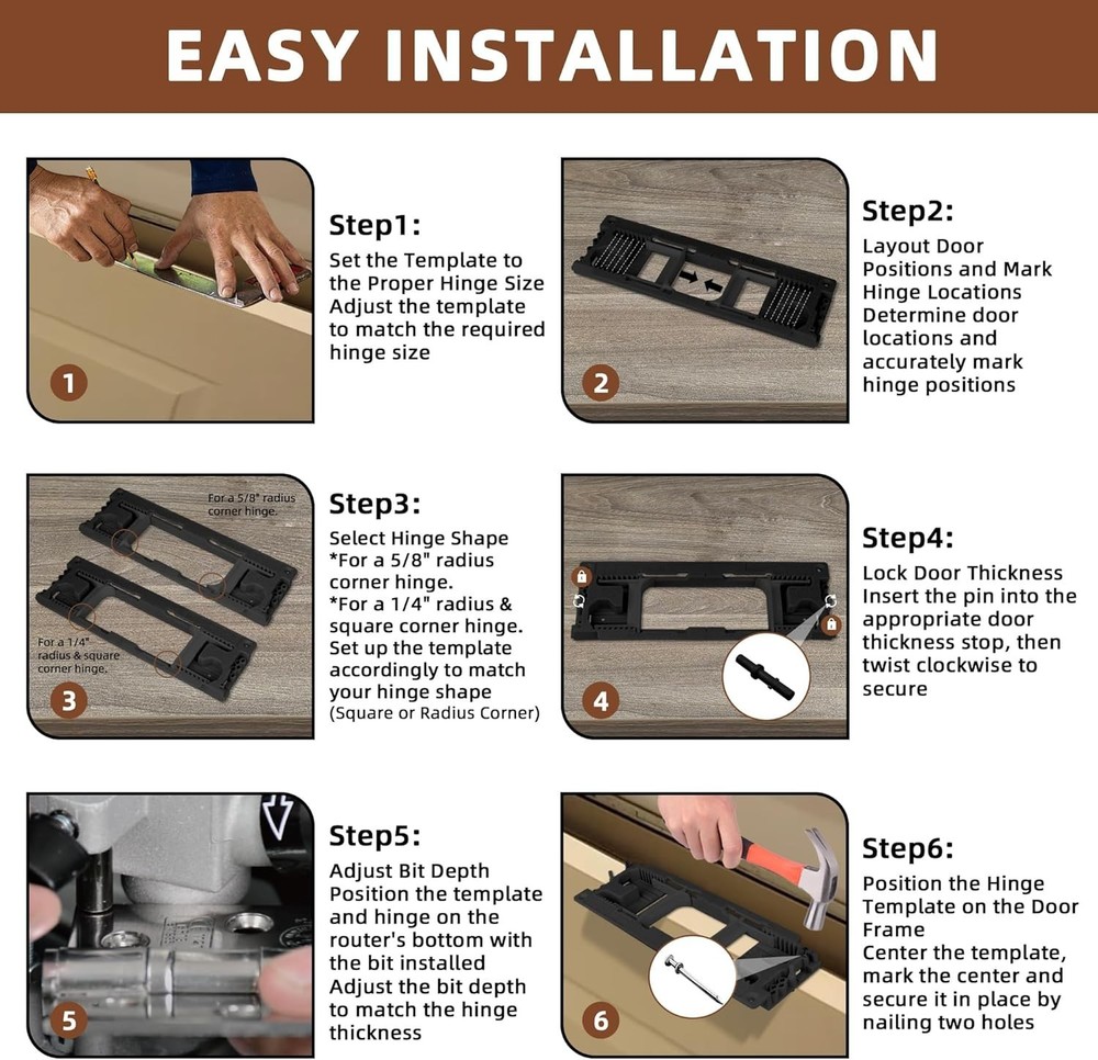Door Jamb Hinge Jig, Door Hinge Jig, Hinge Router Template Compatible with 8 ...