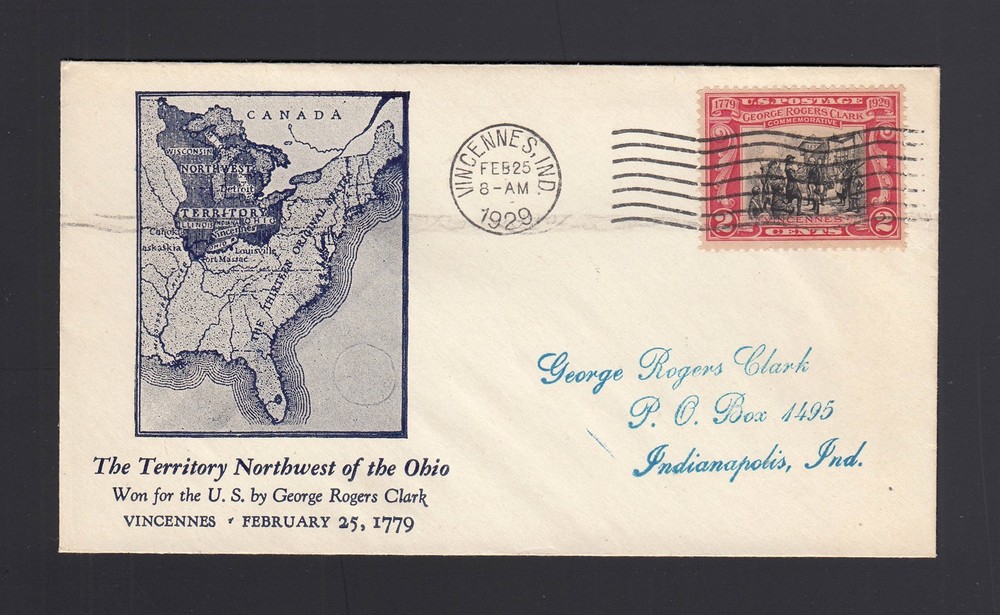 FDC: #651 1929 George Rogers Clark - SHOCKLEY Cachet #2