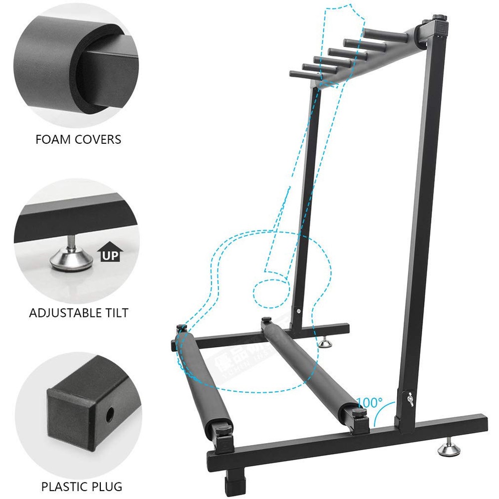 Guitar Bass Stand for Multiple Guitars Display Foldable Rack (5-Space)