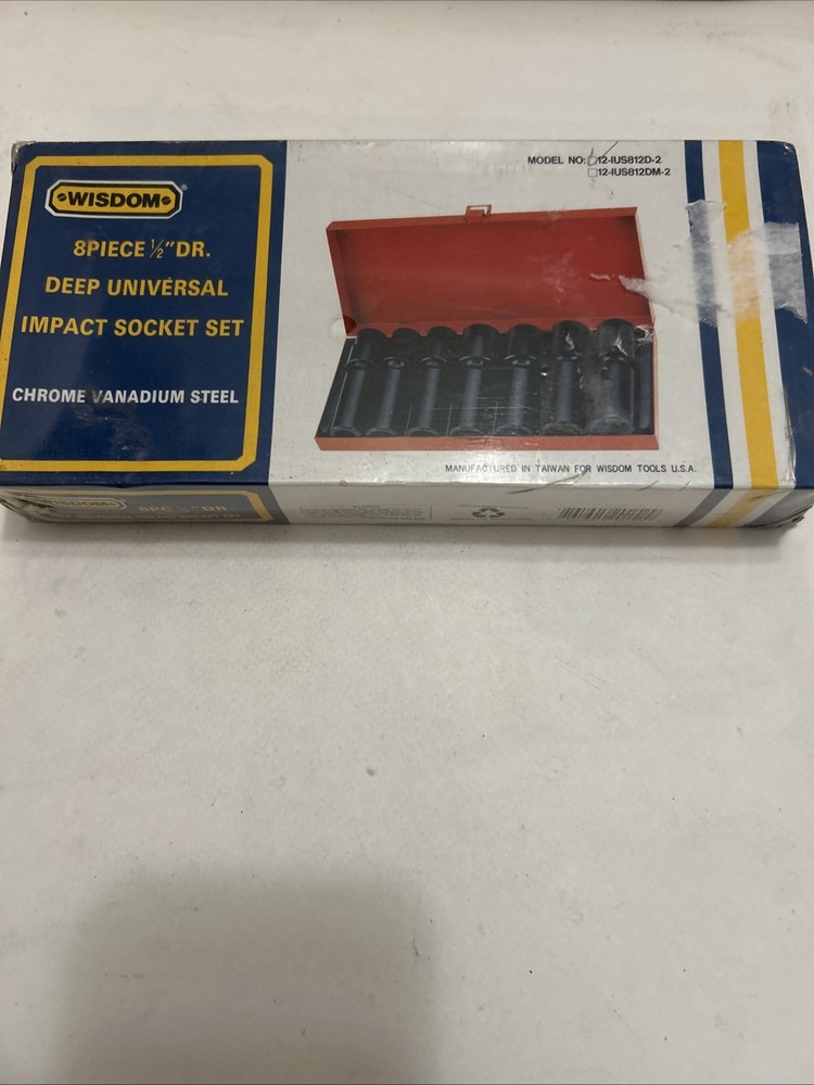 Wisdom Tools USA, 8 PC  Deep Universal Impact 1/2” DR SAE Socket Set,
