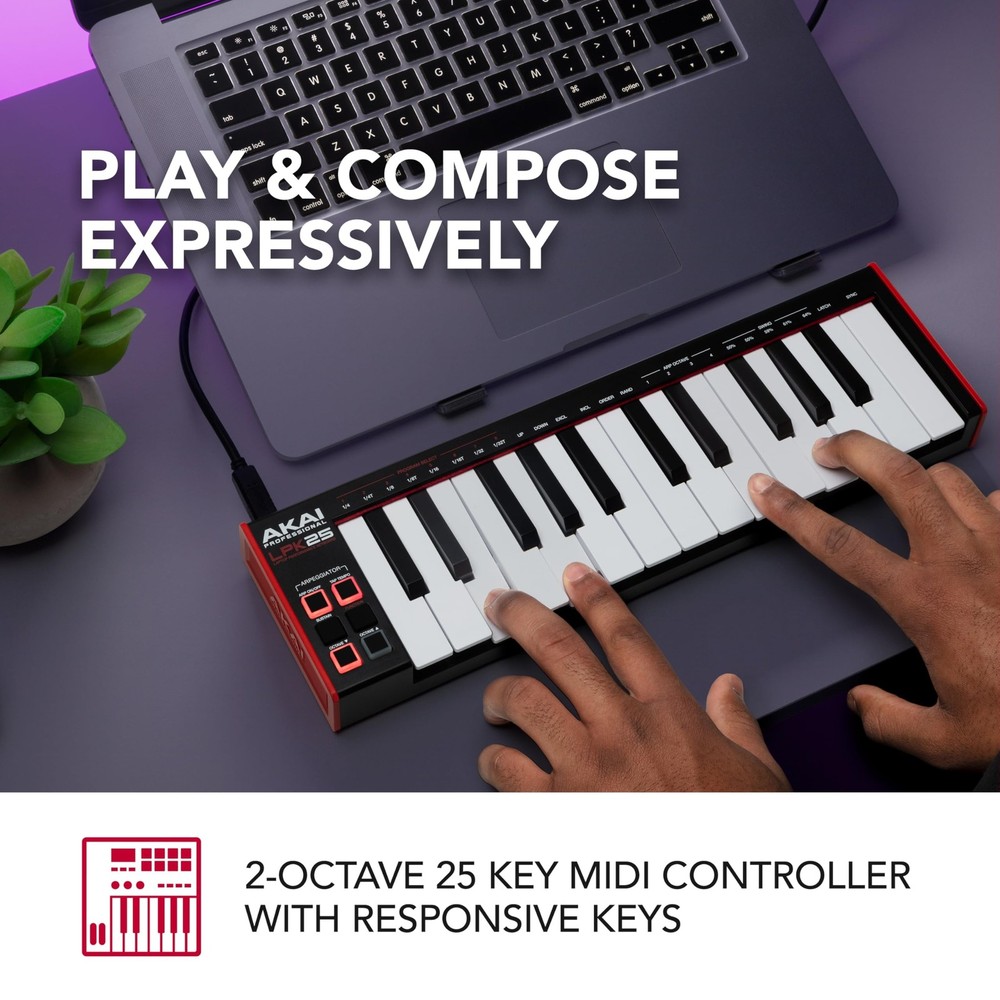 Akai Professional LPK25 - USB MIDI Keyboard Controller with 25 Responsive Syn...