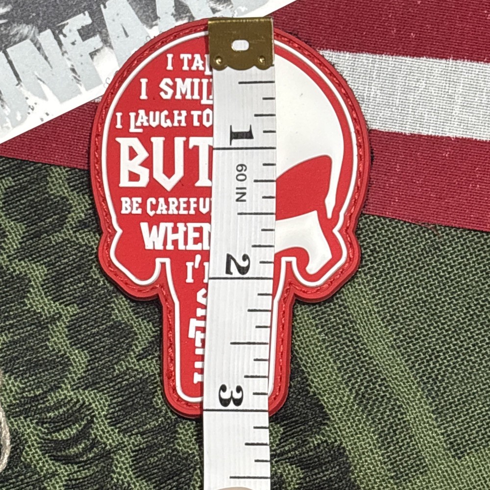 PvC 3D Punisher: Be Careful… Red White Morale Tactical Hook & Loop Patch