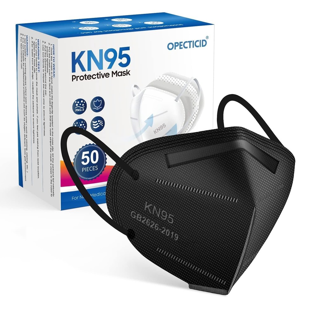 KN95 , KN95 50 Pack Black, Cup Masks Breathable 5-Layer Filter Efficiency≥95%...