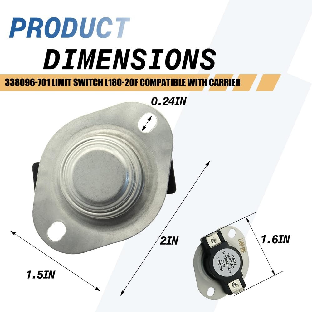 338096-701 Limit Switch L180-20F Compatible with Carrier Black