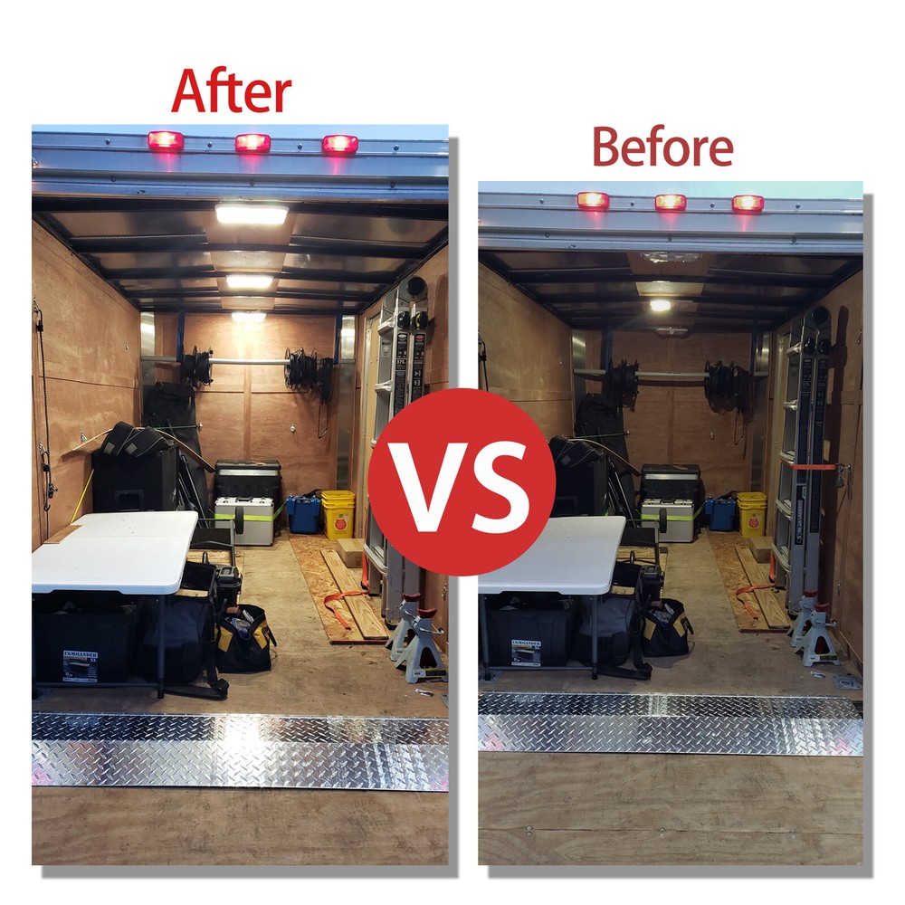 2* 12V Interior LED Light Strip White Light Switch Enclosed Cargo Trailer RV