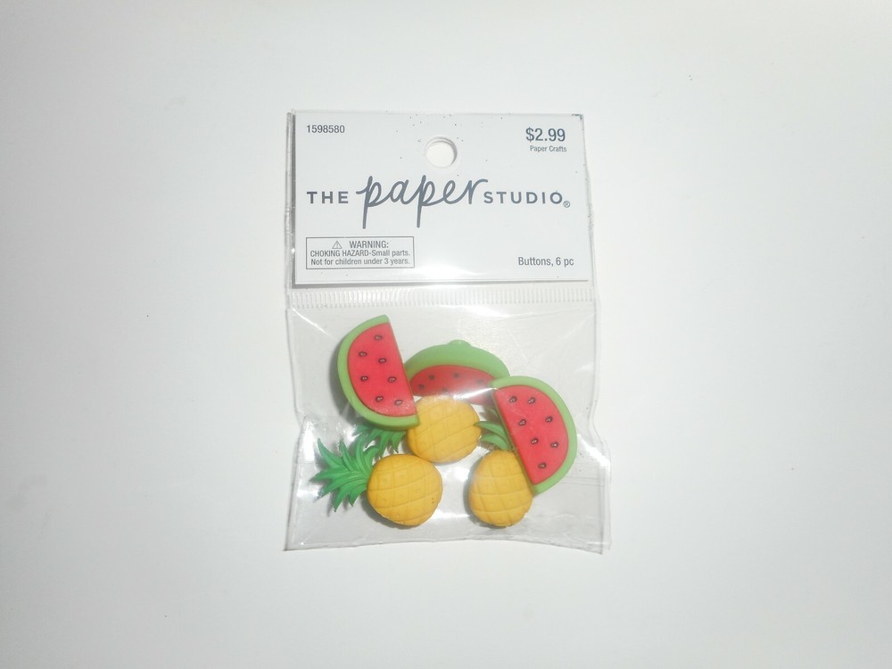 The paper studio fruit shaped shank buttons 6pc