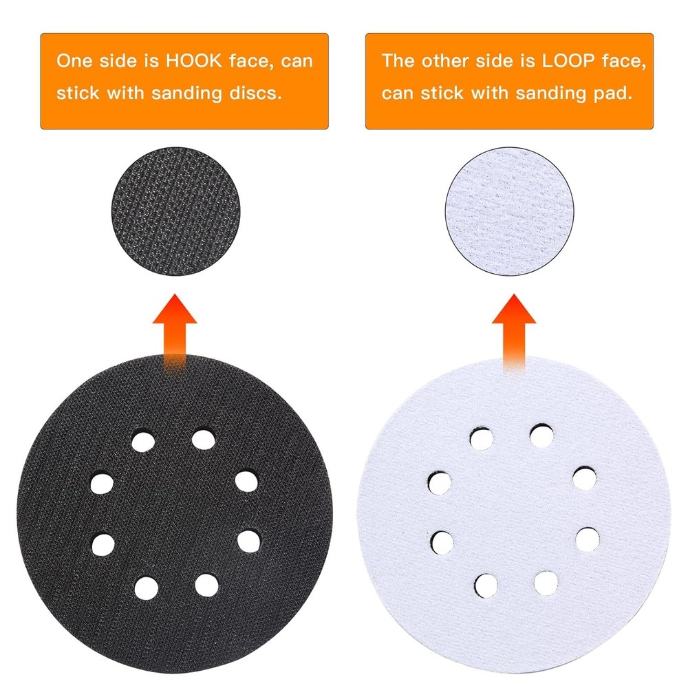 6pc 5" 8 Holes Interface Pads Orbital Sander Sanding Foam Pad Hook Loop Buffer