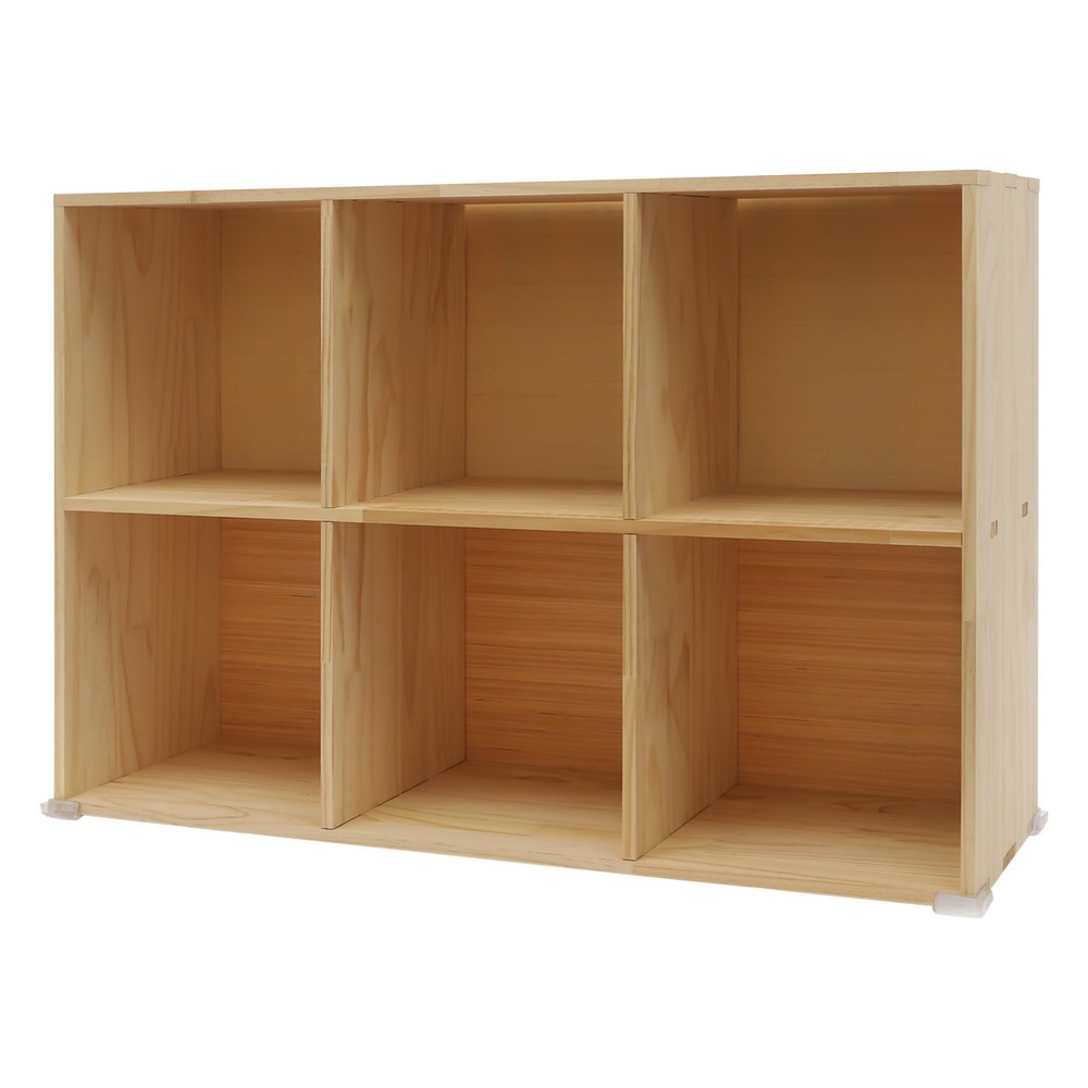 6 Cube Storage Organizer Solid Wooden Bookcase Display 2 Tier Shelving Bookshelf