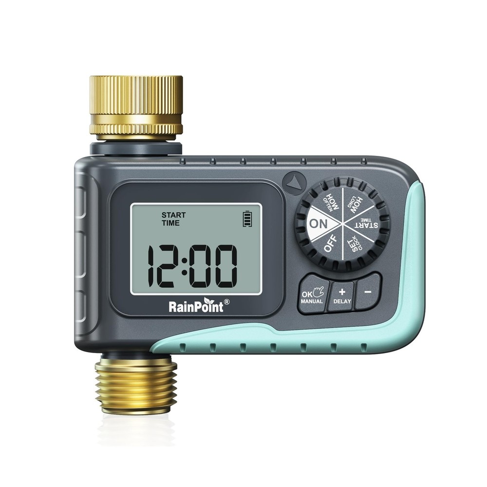 RAINPOINT Sprinkler Timer with Brass Inlet & Outlet, Programmable Hose Timer ...