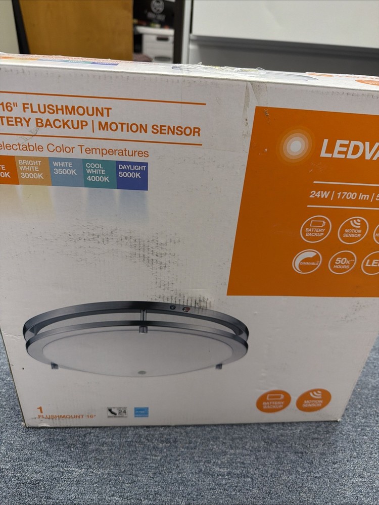 Ledvance Selectable LED Flush Mount with Motion Sensor Brushed Nickel 16" 62413
