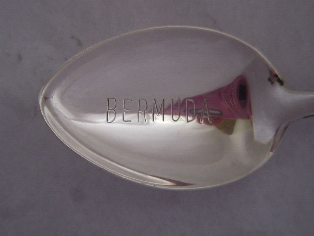 BERMUDA ENAMEL FLOWER STERLING SILVER SOUVENIR SPOON