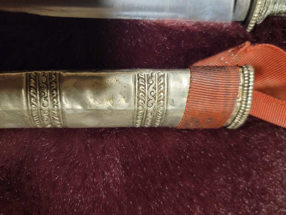 Antique Tibetan Silver Knife-Dagger with Silver Sheath