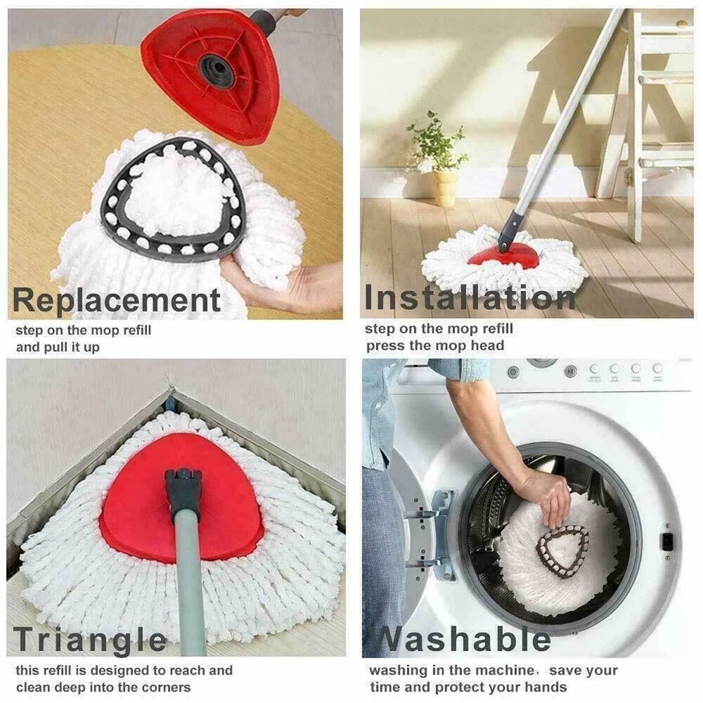 5x Replacement Microfiber Mop HEAD For O-Cedar Spin Mop Easy Clean Wring Refill