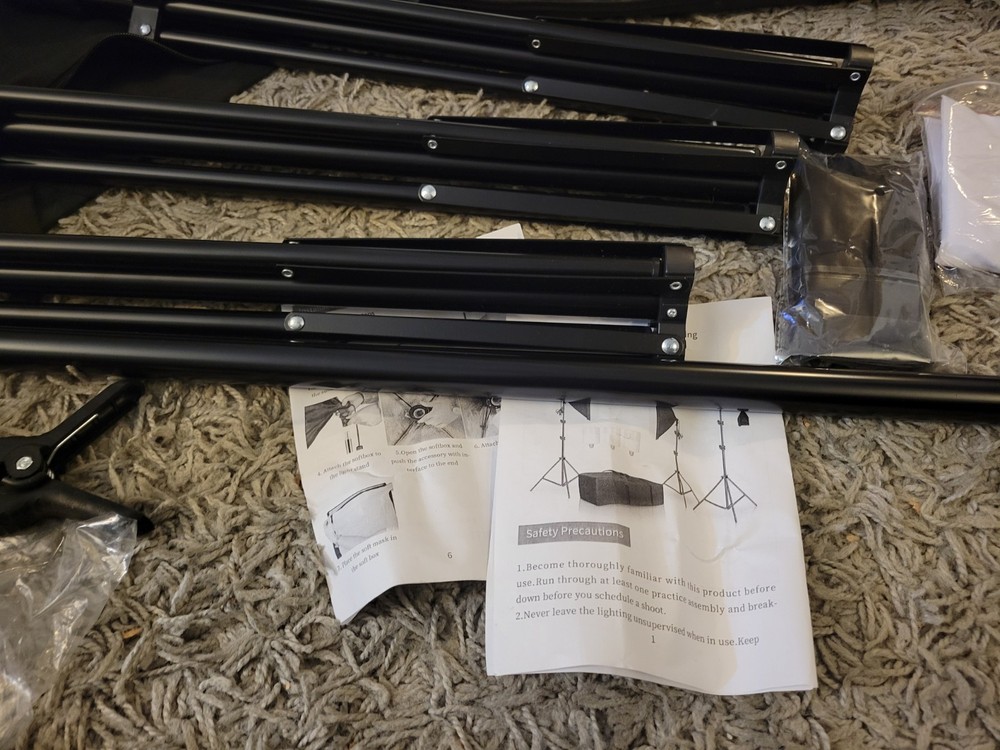 Photography Lighting Kit: 3 Flash Stands + 2 Light Boxes