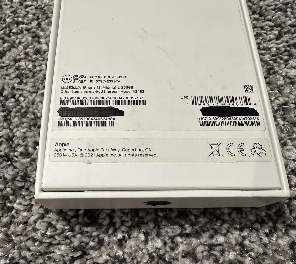 BOX ONLY Original iPhone 13 Midnight 256Gb EMPTY BOX ONLY