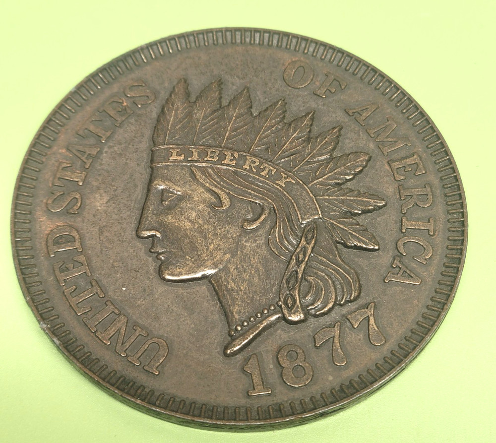 1877 NOVELTY OVERSIZED ONE CENT MEDALLION TOKEN 3" ROUND