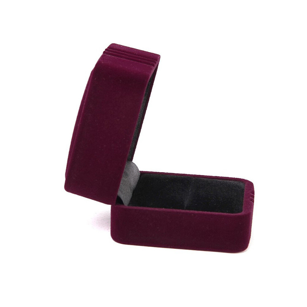 Small Square Ring Gift Box Jewelry Storage Case (Wine Red)