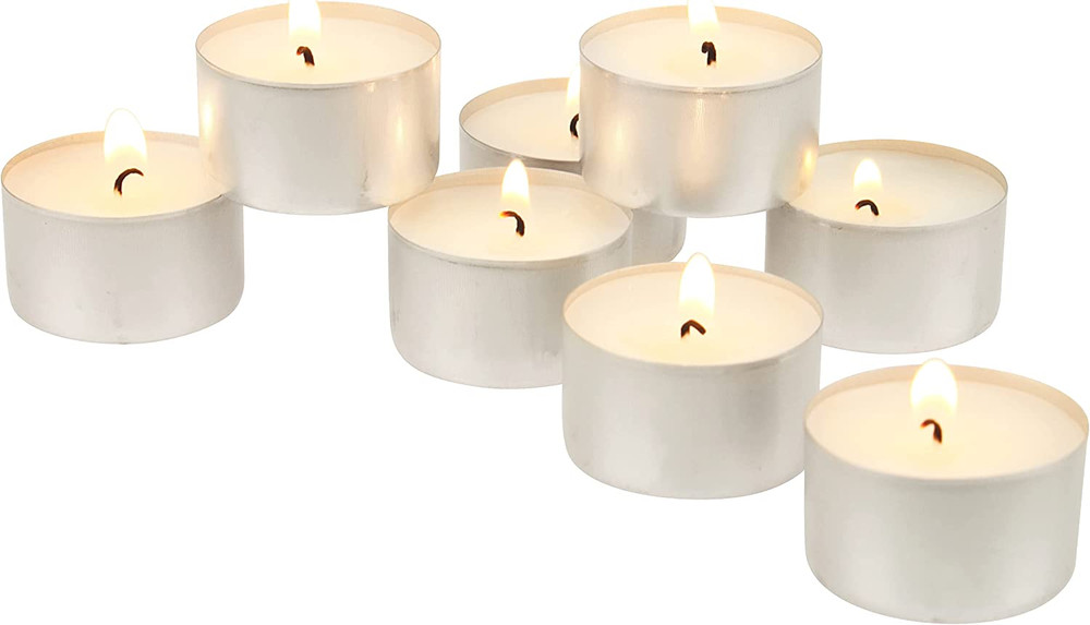 Tea Light Candles White Unscented Smokeless Long 8 Hour Extended Burn Time
