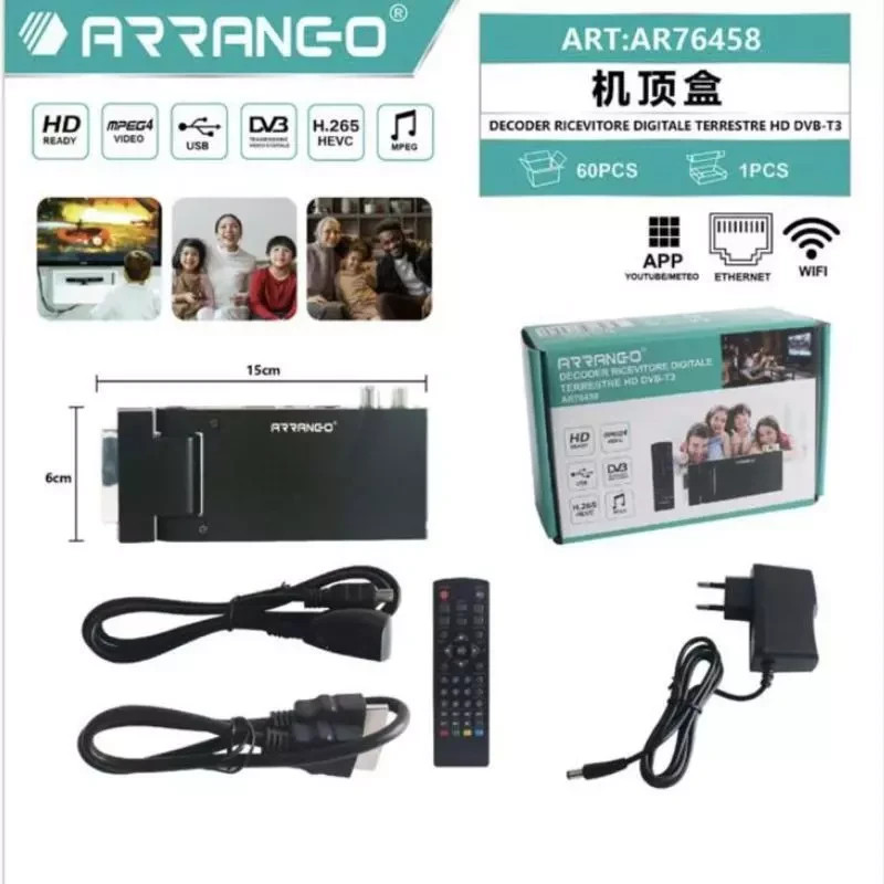 HD Digital Terrestrial Receiver Decoder DVB-T3 WIFI Adjustable ARRANGO AR76458