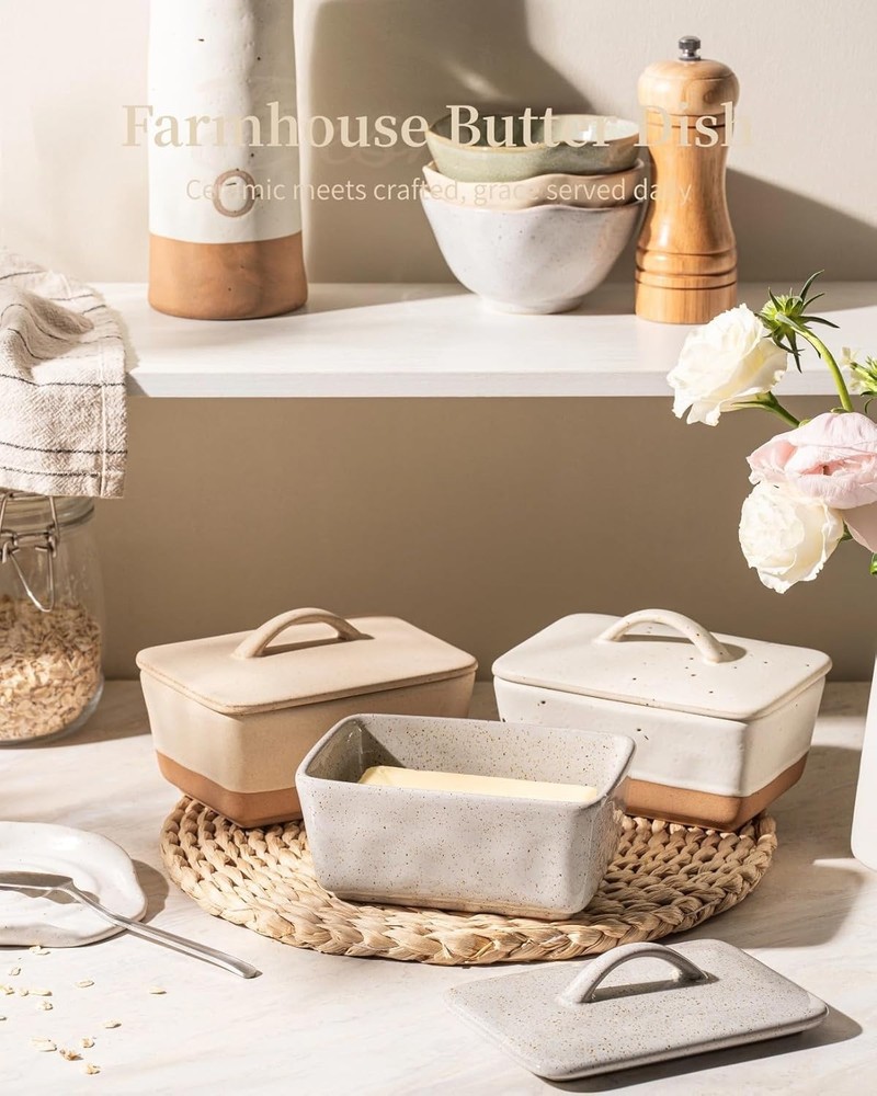 Versatile 250g Butter Dish with Lid - Rustic Gray Ceramic for Modern Kitchens
