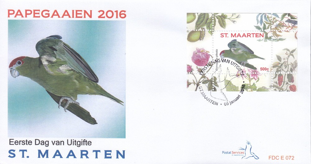 Sint Maarten Issue FDC 2016 (72) Birds - Parrots