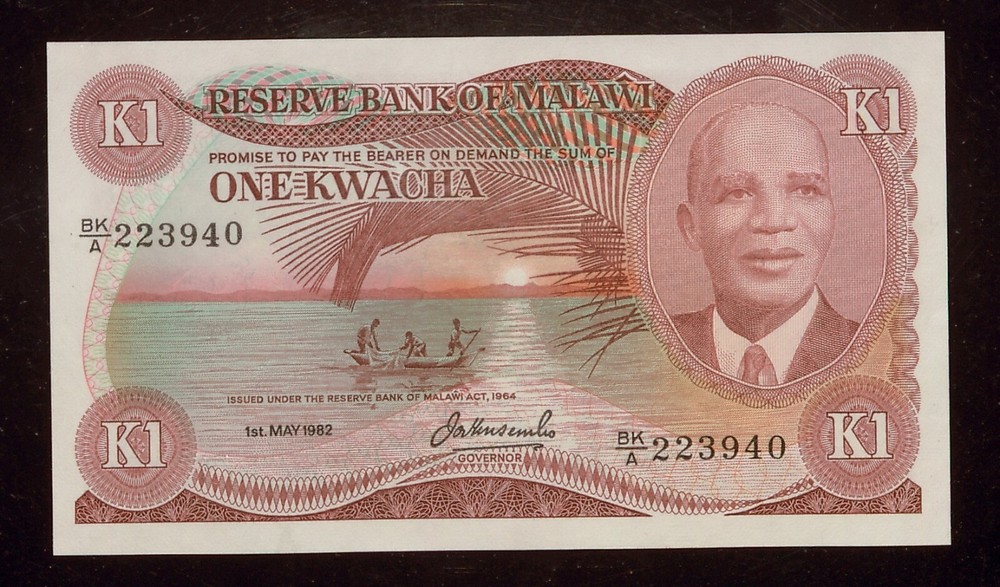 1982 MALAWI 1 Kwacha | UNC | BK/A 223940