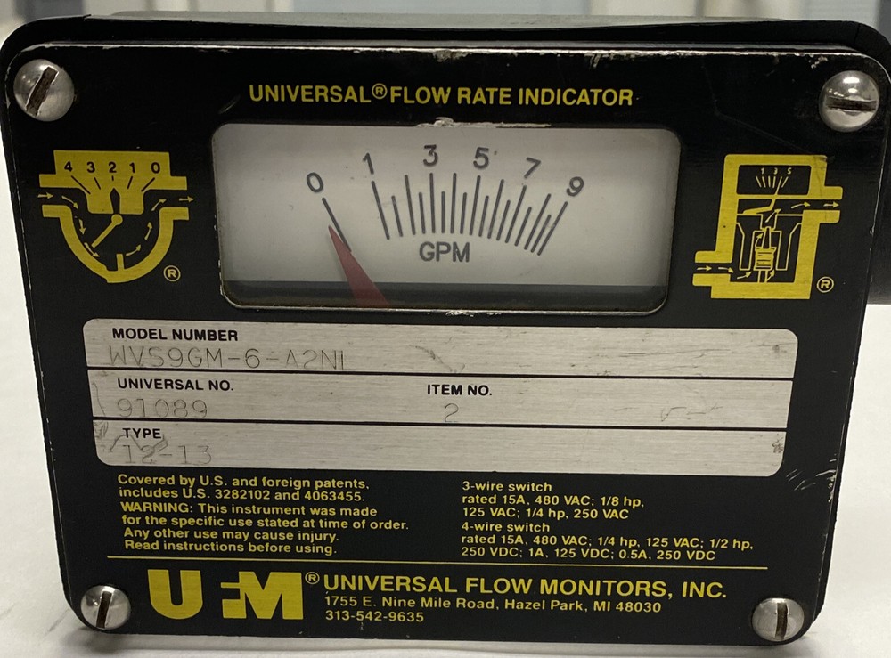 UNIVERSAL,WVS9GM-6-A2NL,FLOW RATE INDICATOR NOS