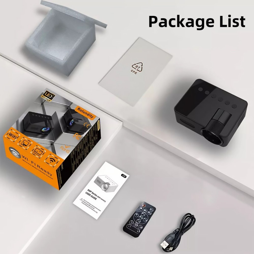 1080P HD Projector AUX/USB/Type-C Multi-functional Connectivity Easy to Carry