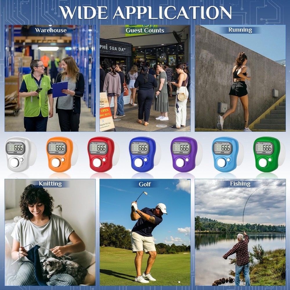 7 Pack Electronic Finger Tally Counter,5 Digit LCD Electronic Digital Display