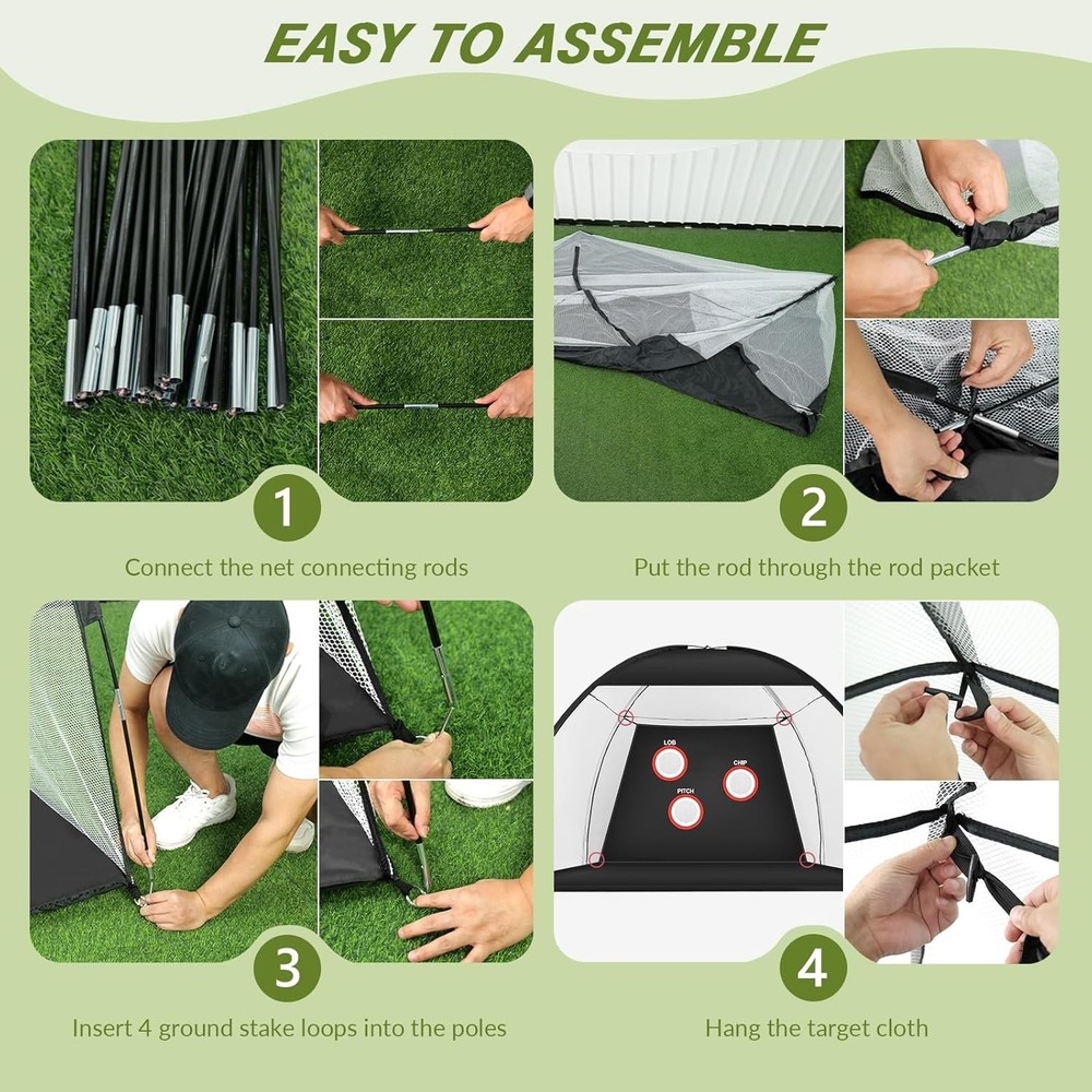 Golf Net, 10x7FT Golf PracticeNet with Swing Mat, Golf Hitting Net for Backya...
