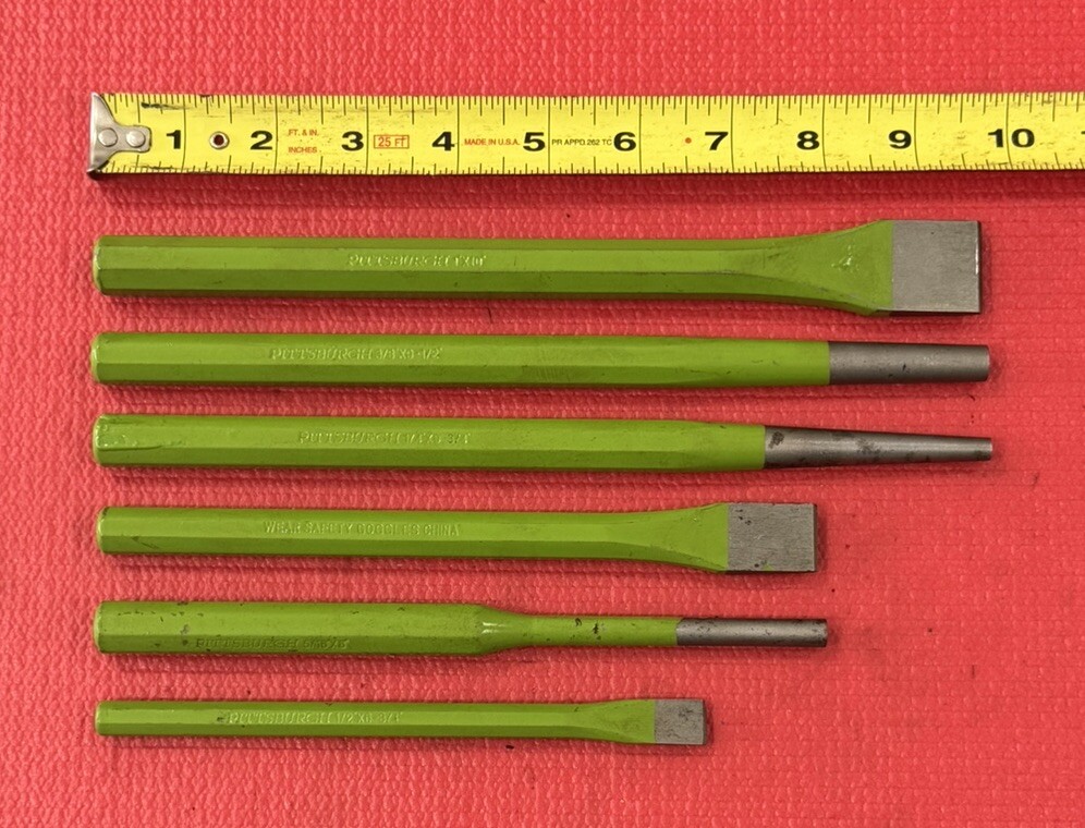 Pittsburgh Tools 6 PC, Green Chisel and Punch Set