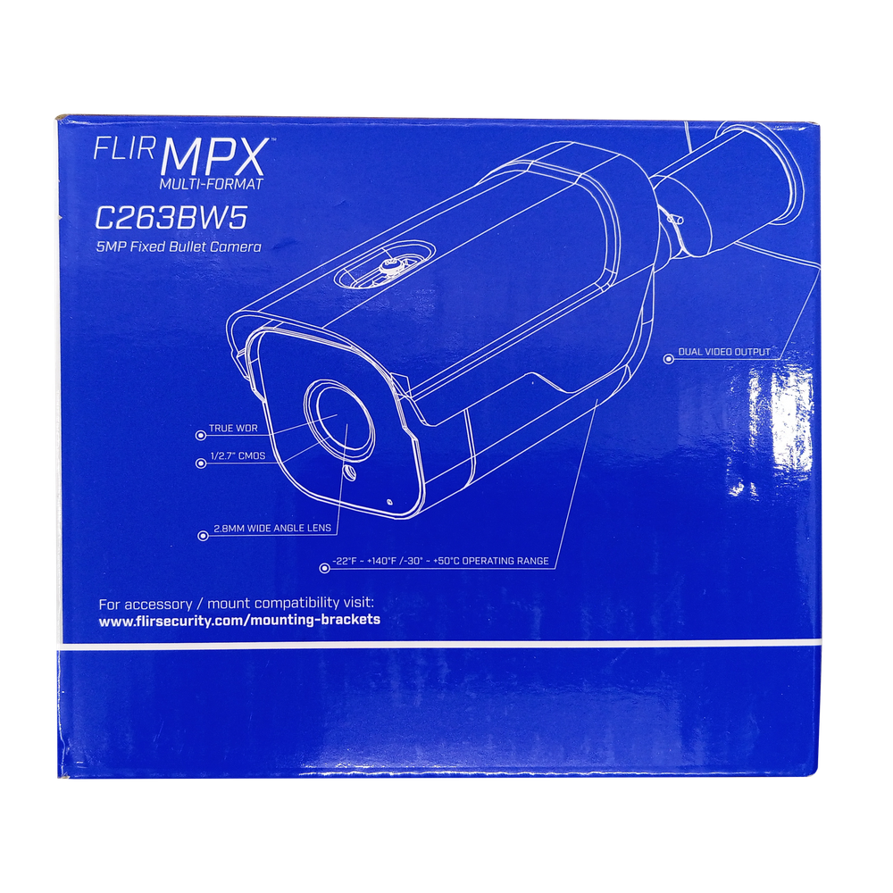 FLIR Digimerge C263BW5 5MP Fixed Bullet Camera, Multi-Format MPX True WDR Bullet