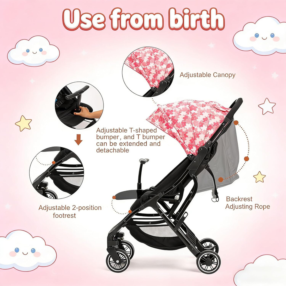 Portable Stroller with Automatic Fold,Lightweight Umbrella Stroller with Pop Out