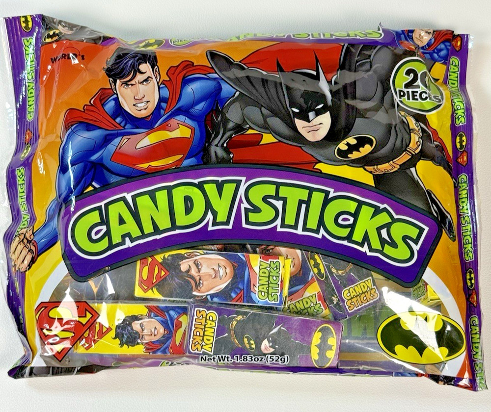 Candy Cigarettes Candy Sticks DC COMICS Batman & Superman 1.83oz/20ct Bag