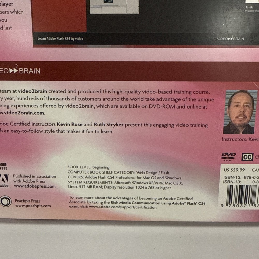 Adobe Flash CS4 Professional Learn by Video Training DVD-Rom Mac Windows Linux
