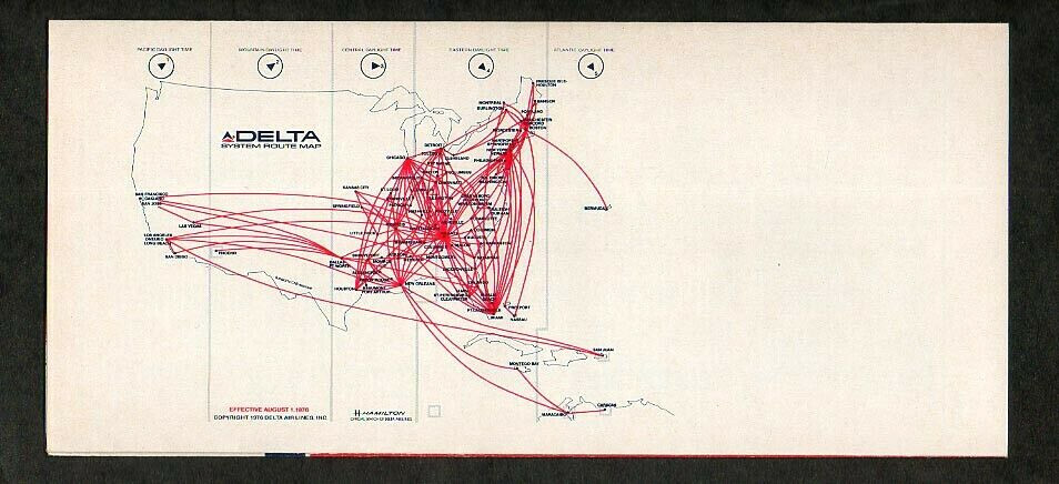3 Different 1976 Delta Air Lines City Quick Reference Timetables Dayton Chicago+