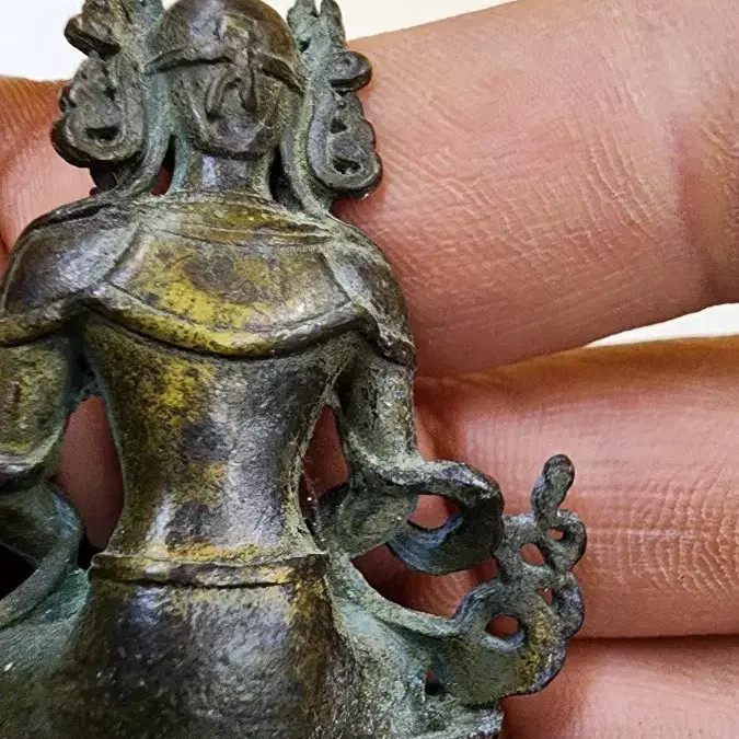 Small Copper-Red Incense Burner with Intricate Carving
