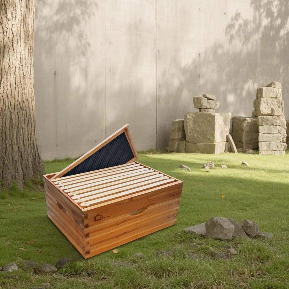 10-Frame Langstroth Beehive Kit with 10 Deep Frame Box Beekeeping Supplement