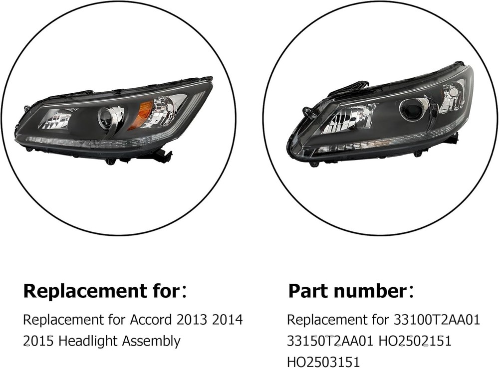 Headlight Assembly Replacement for Accord 2013 2014 2015 Headlight Assembly with